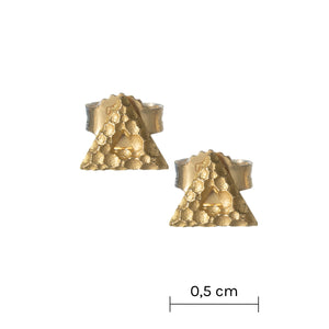 Orecchini piccoli a triangolo in oro giallo lunare